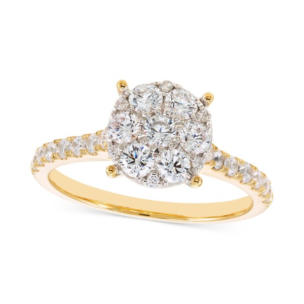 Diamond Cluster Engagement Ring (1 ct) in 14k Two-Tone Gold