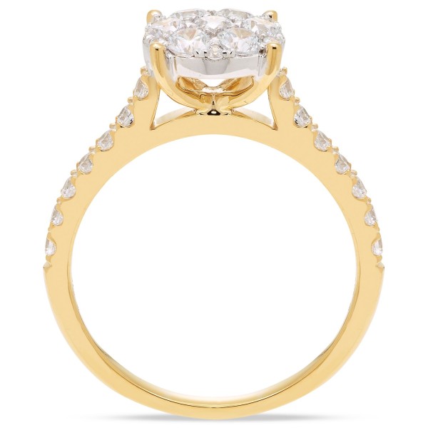 Diamond Cluster Engagement Ring (1 ct) in 14k Two-Tone Gold