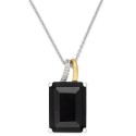 Onyx (10 ct) and Diamond Accent Pendant Necklace and 14k Gold