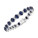 Sapphire (32-1/2 ct) & White Topaz (2-1/10 ct) Tennis Bracelet