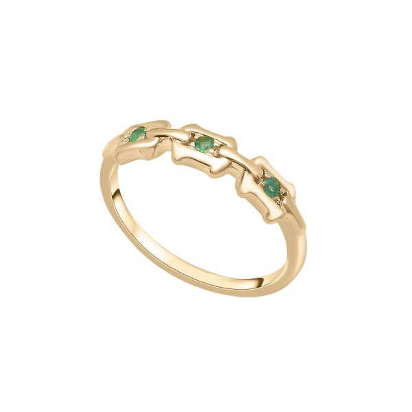 Emerald (1/10 ctt.w) 3-Stone Fashion Ring in 14K Gold Plated Over Sterling Silver