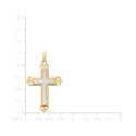 Ornate Two-Tone Cross Pendant in 14k Gold