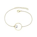 White Pearl Solitaire Asymmetrical Wire Halo Delicate Bracelet