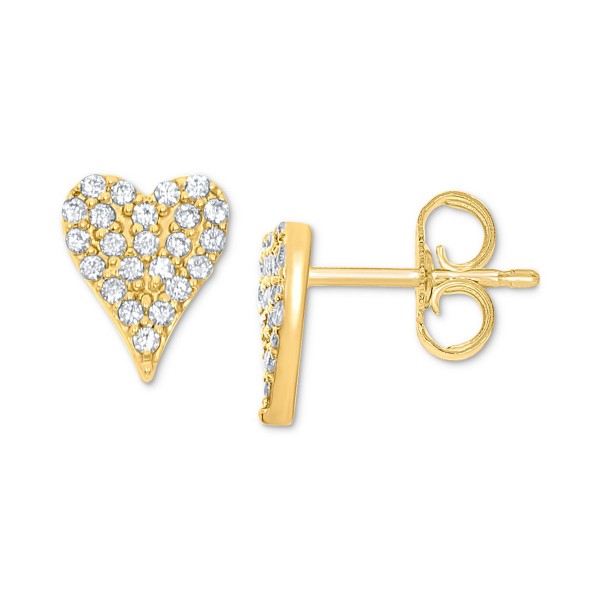 Diamond Heart Stud Earrings (1/10 ct) in 10k White, Yellow or Rose Gold