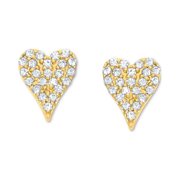 Diamond Heart Stud Earrings (1/10 ct) in 10k White, Yellow or Rose Gold