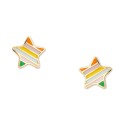 Striped Enamel Star Stud Earrings in 14k Gold