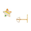 Striped Enamel Star Stud Earrings in 14k Gold