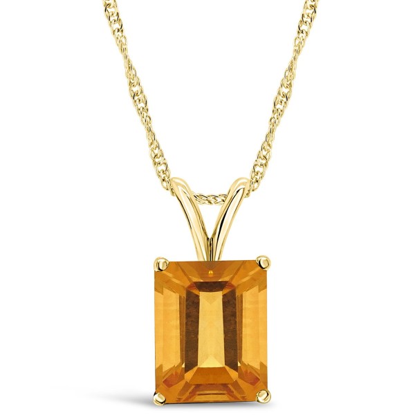 Citrine (3-1/7 ct) Pendant Necklace in 14K Yellow Gold