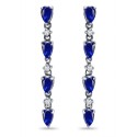 Simulated Blue Sapphire and Cubic Zirconia Linear Drop Earrings