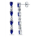 Simulated Blue Sapphire and Cubic Zirconia Linear Drop Earrings